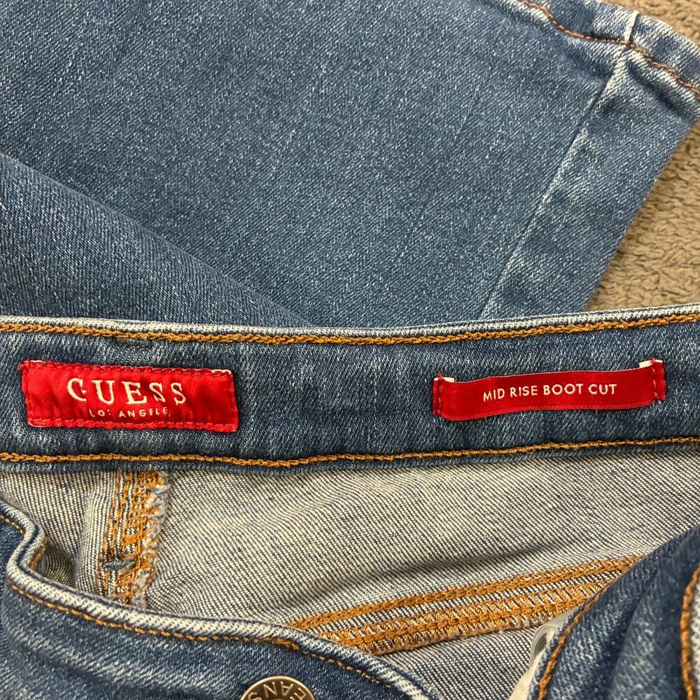 GUESS Blue Mid Rise Bootcut Jeans Medium Wash Cotton Denim Women's Size 31 - Picture 3 of 10